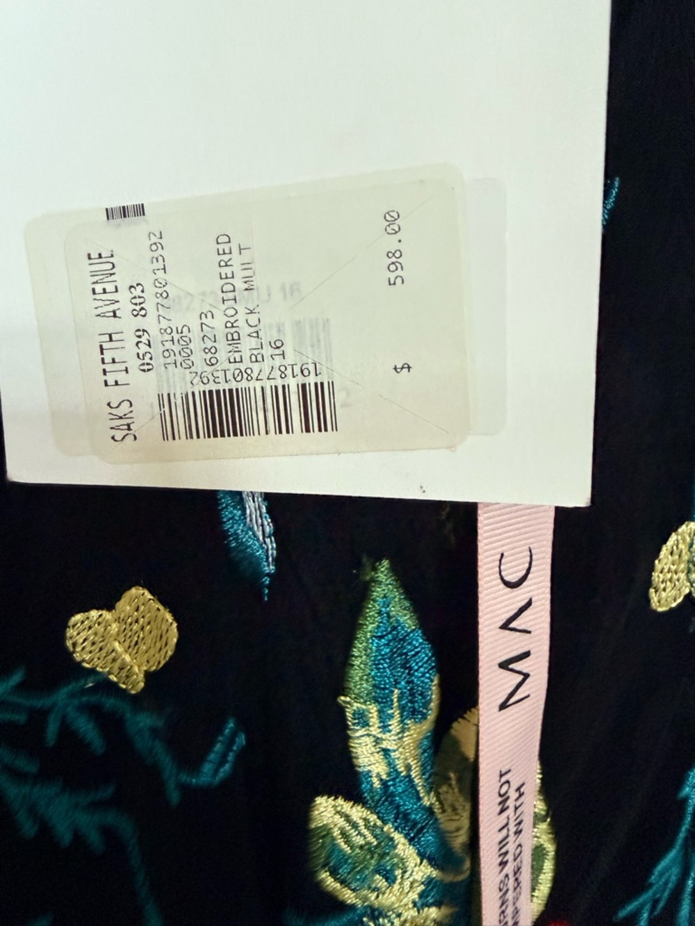 Mac Duggal Black Embroidered Floral Plunge Neck Trumpet Gown NWT Anthropologie - Picture 11 of 15